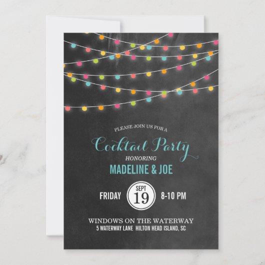 Colorée String Lights Cocktail Party Invitation (Devant)