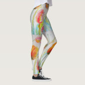 Colorée Tulipe Florale Aquarelle Leggings (Droite)