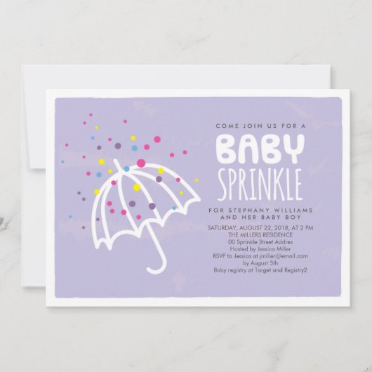 Colorée violet Neutre Baby Sprinkle Invitation (Devant)
