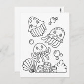 Colorer ma méduse | Cartes d'activités pour enfant (Devant / Derrière)