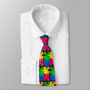 Coloreux motif de puzzle pour cravate d'homme