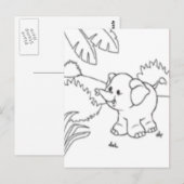 Colorez-moi carte postale - éléphant (Devant / Derrière)