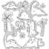 Colorez Vos Propres Stickers Dinosaures Cute (Devant)