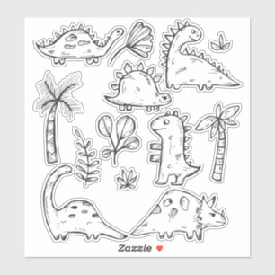 Colorez Vos Propres Stickers Dinosaures Cute