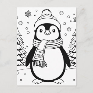 Colorez-Vous ! Carte postale Pingouin d'hiver