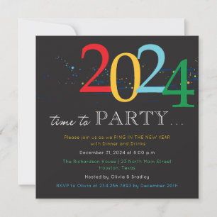 Colorful 2024 Invitation de fête du Nouvel An mode