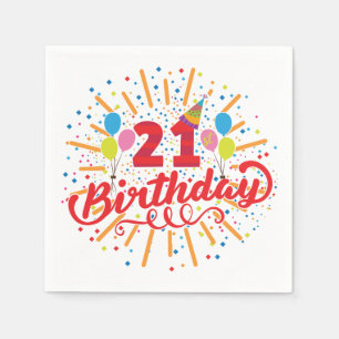 Colorful 21st Birthday-ballonnen Servet