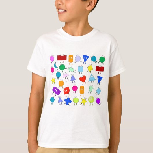 Colorful 2D & 3D Geometric Shaptern T-shirt (Voorkant)