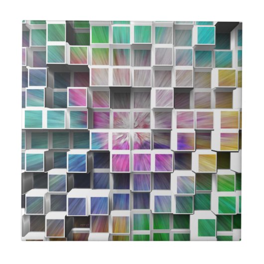 Colorful 3D Cubes 1 Tegeltje (Voorkant)