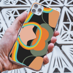 Colorful 70s retro abstract op zwart esthetisch Case-Mate iPhone 14 pro max hoesje