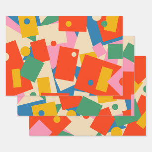 Colorful 80s Geometric Abstract Pattern Inpakpapier Vel