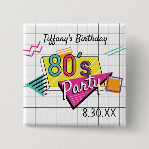 Colorful 80's Party Button