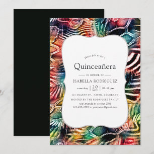 Colorful Abstract Animal Patroon Quinceanera Kaart