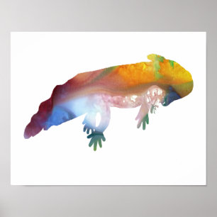 Colorful abstract axolotl silhouet poster