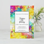 Colorful Abstract Birthday Invitation Kaart (Staand voorkant)