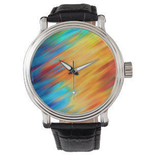 Colorful Abstract Blue Oranje Flare Watch Horloge