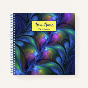 Colorful Abstract Blue Roze Green Fractal Art Name Notitieboek