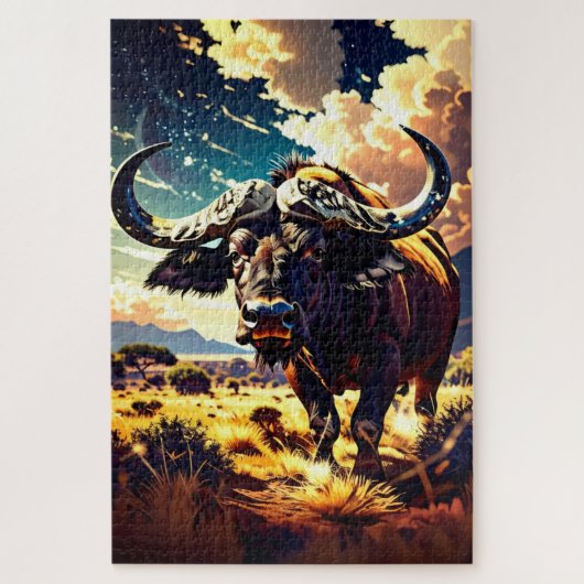 Colorful Abstract Buffalo Puzzle for Adults (Vertical)