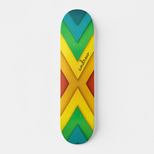 Colorful Abstract Chevron Pattern Skateboard (Voorkant)