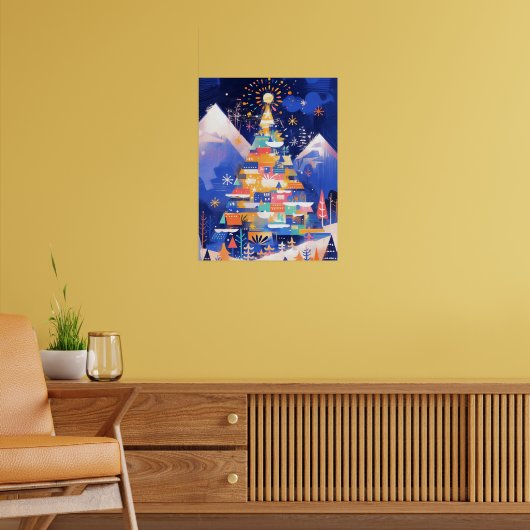 Colorful Abstract Christmas Tree Poster (Woonkamer 2)