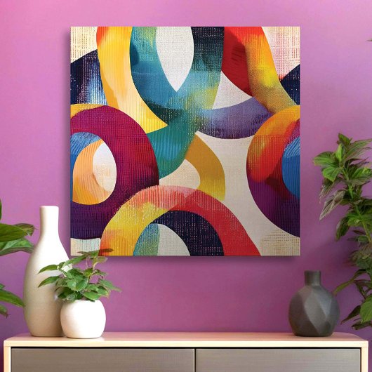 Colorful Abstract Circular Rings Canvas Afdruk