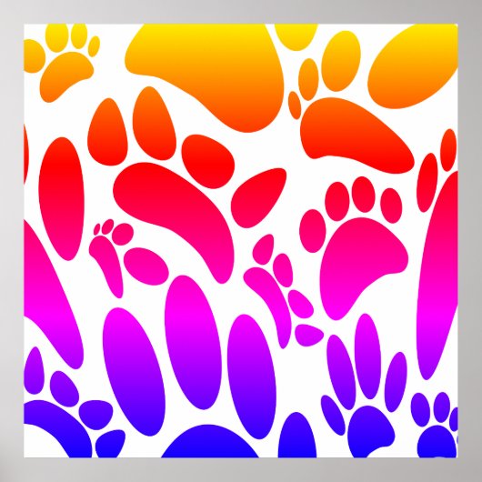 Colorful Abstract Dog Pawprint Poster (Voorkant)