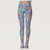 Colorful Abstract Doodle Swirl Pattern, Fun Leggings (Voorkant)