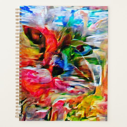 Colorful Abstract Expressionist Cat Art Print" Planner (Voorkant)