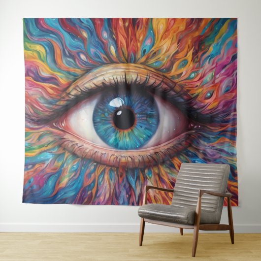Colorful abstract eyes wandkleed (In Situ (horizontaal))