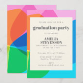 Colorful Abstract Geometric Graduation Party Kaart (Voorkant / Achterkant)