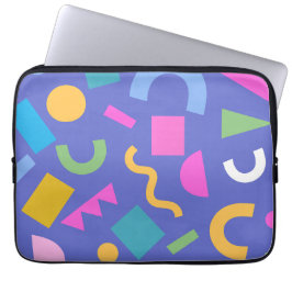 Colorful Abstract Geometric Memphis Style Pattern Laptop Sleeve