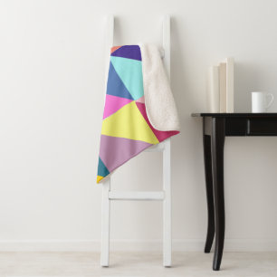 Colorful Abstract Geometric Triangle Patchwork Sherpa Deken