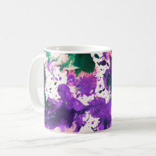 Colorful Abstract Green and Purple Splatter Paint Koffiemok