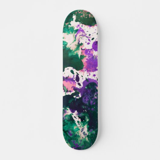 Colorful Abstract Green and Purple Splatter Paint Skateboard (Voorkant)
