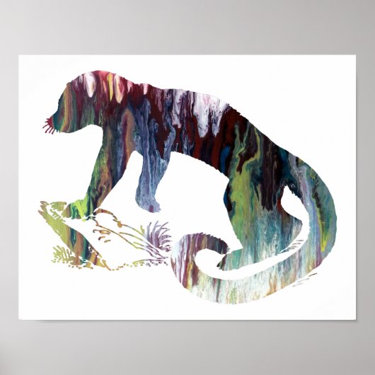 Colorful abstract Kinkajou silhouette Poster (Voorkant)