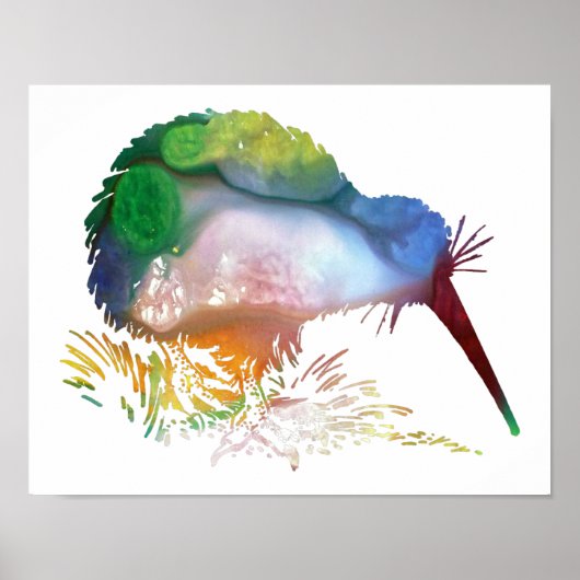 Colorful abstract Kiwi silhouette Poster (Voorkant)