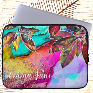Colorful Abstract Leaves Ink Natuur Art Laptop Sleeve