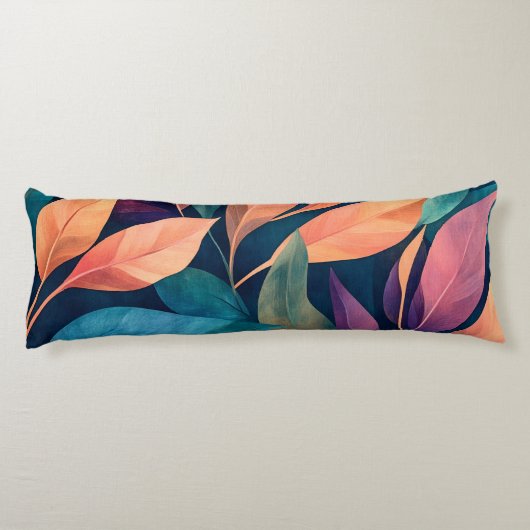 Colorful Abstract Leaves Lichaamskussen (Achterkant)