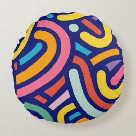 Colorful Abstract Lines Pillow Rond Kussen