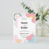 Colorful Abstract Memphis Wedding Briefkaart (Staand voorkant)