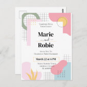 Colorful Abstract Memphis Wedding Briefkaart (Voorkant / Achterkant)