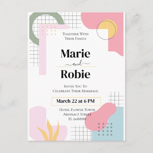 Colorful Abstract Memphis Wedding Briefkaart (Voorkant)