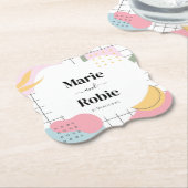 Colorful Abstract Memphis Wedding Kartonnen Onderzetters (Gekanteld)