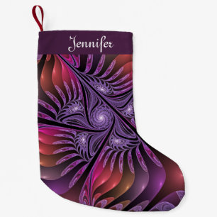 Colorful Abstract Modern Paars Fractal Name Kleine Kerstsok