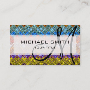 Colorful Abstract mosaic Custom Monogram #5 Visitekaartje
