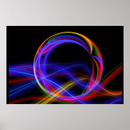 Colorful Abstract Neon Swirls Artwork Wall Poster