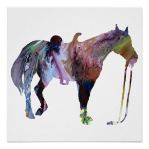 Colorful abstract paard silhouet perfect poster
