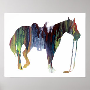 Colorful abstract paard silhouet poster
