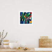 Colorful Abstract Palm Tree Poster (Keuken)
