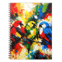 Colorful Abstract Parrots Tropical Birds Art 